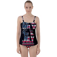 4th Of July Independence Day Twist Front Tankini Set