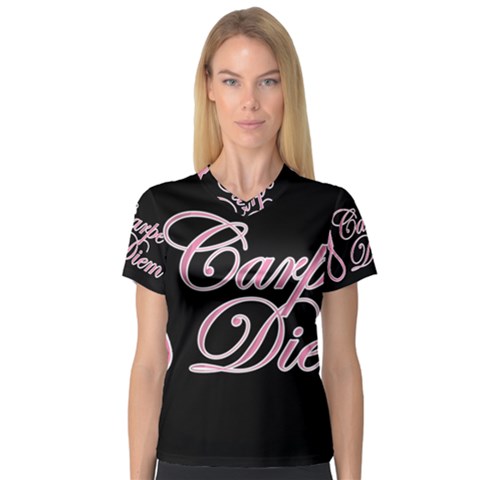 Carpe Diem  V-neck Sport Mesh Tee by Valentinaart