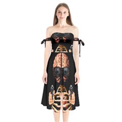 Do What Your Brain Says Shoulder Tie Bardot Midi Dress by Valentinaart