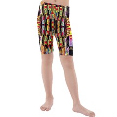 Three D Pie  Kids  Mid Length Swim Shorts