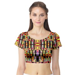 Three D Pie  Short Sleeve Crop Top (Tight Fit)