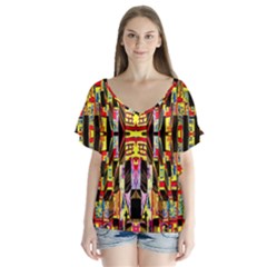 Three D Pie  Flutter Sleeve Top