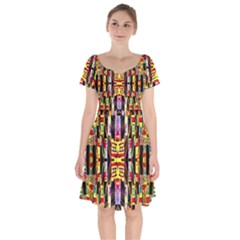 Three D Pie  Short Sleeve Bardot Dress by MRTACPANS