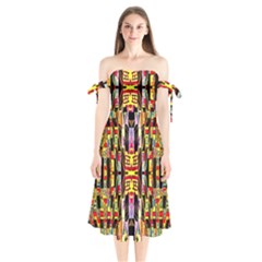 Three D Pie  Shoulder Tie Bardot Midi Dress by MRTACPANS