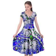 Fractal Fantasy 717c Cap Sleeve Wrap Front Dress