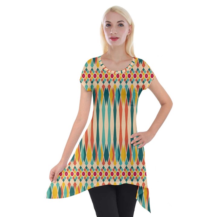 Festive Pattern Short Sleeve Side Drop Tunic