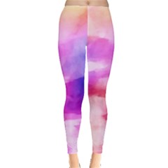 Colorful Abstract Pink And Purple Pattern Leggings  by paulaoliveiradesign