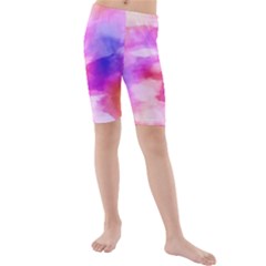 Colorful Abstract Pink And Purple Pattern Kids  Mid Length Swim Shorts