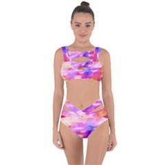 Colorful Abstract Pink And Purple Pattern Bandaged Up Bikini Set 