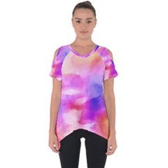 Colorful Abstract Pink And Purple Pattern Cut Out Side Drop Tee