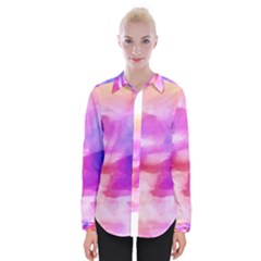 Colorful Abstract Pink And Purple Pattern Womens Long Sleeve Shirt