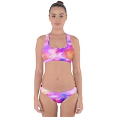 Colorful Abstract Pink And Purple Pattern Cross Back Hipster Bikini Set