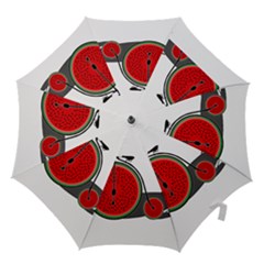 Watermelon Bicycle  Hook Handle Umbrellas (large) by Valentinaart