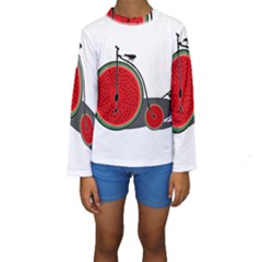 Watermelon Bicycle  Kids  Long Sleeve Swimwear by Valentinaart