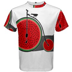 Watermelon Bicycle  Men s Cotton Tee by Valentinaart