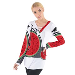 Watermelon Bicycle  Tie Up Tee by Valentinaart