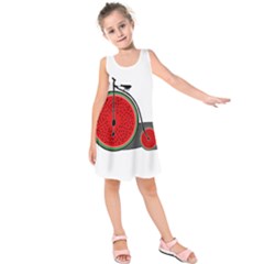 Watermelon Bicycle  Kids  Sleeveless Dress by Valentinaart