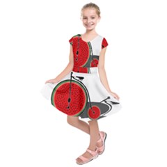 Watermelon Bicycle  Kids  Short Sleeve Dress by Valentinaart