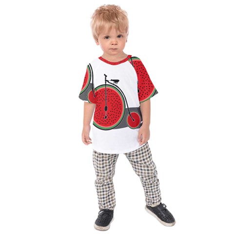 Watermelon Bicycle  Kids Raglan Tee by Valentinaart