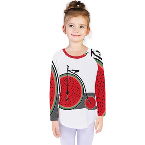 Watermelon Bicycle  Kids  Long Sleeve Tee by Valentinaart