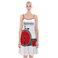 Watermelon Bicycle  Spaghetti Strap Velvet Dress by Valentinaart