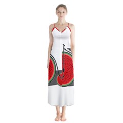 Watermelon Bicycle  Button Up Chiffon Maxi Dress