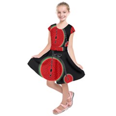 Watermelon Bicycle  Kids  Short Sleeve Dress by Valentinaart