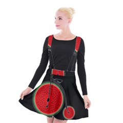 Watermelon Bicycle  Suspender Skater Skirt by Valentinaart