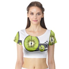 Kiwi Bicycle  Short Sleeve Crop Top (tight Fit) by Valentinaart