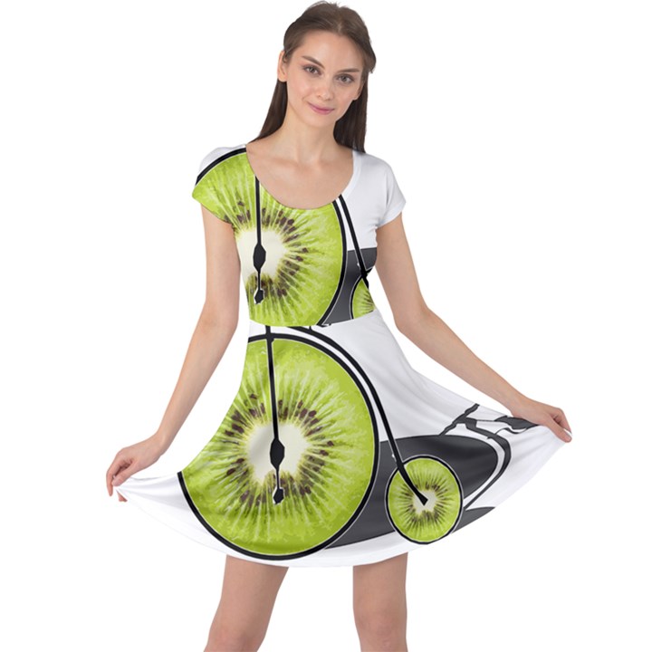 Kiwi bicycle  Cap Sleeve Dress