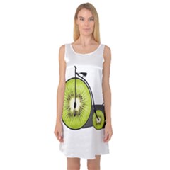 Kiwi Bicycle  Sleeveless Satin Nightdress by Valentinaart