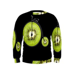 Kiwi Bicycle  Kids  Sweatshirt by Valentinaart