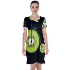 Kiwi Bicycle  Short Sleeve Nightdress by Valentinaart