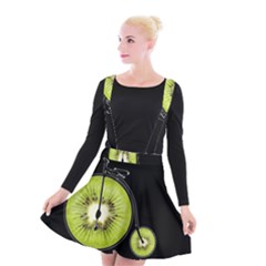 Kiwi Bicycle  Suspender Skater Skirt by Valentinaart