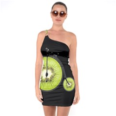 Kiwi Bicycle  One Soulder Bodycon Dress