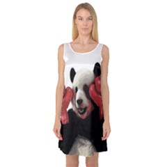 Boxing Panda  Sleeveless Satin Nightdress by Valentinaart