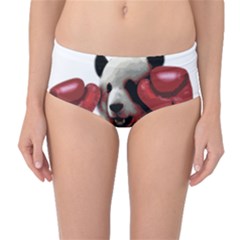 Boxing Panda  Mid-waist Bikini Bottoms by Valentinaart