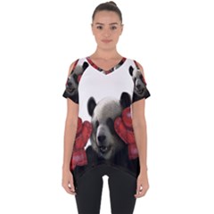 Boxing Panda  Cut Out Side Drop Tee by Valentinaart