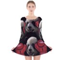 Boxing panda  Long Sleeve Velvet Skater Dress View1