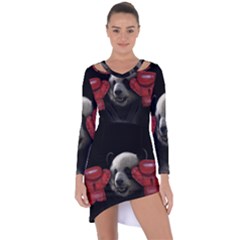 Boxing Panda  Asymmetric Cut-out Shift Dress