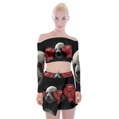 Boxing Panda  Off Shoulder Top With Skirt Set by Valentinaart