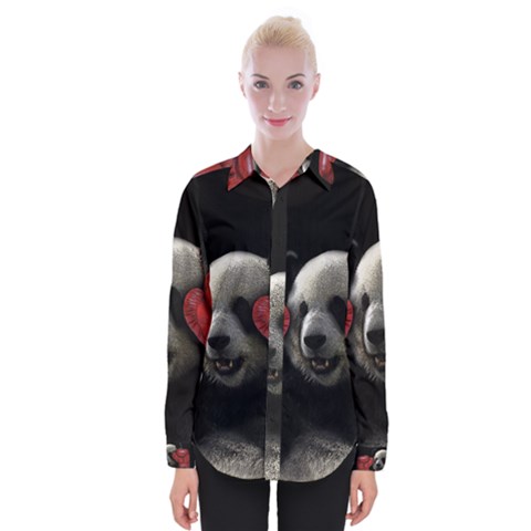 Boxing Panda  Womens Long Sleeve Shirt by Valentinaart