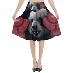 Boxing Panda  Flared Midi Skirt by Valentinaart