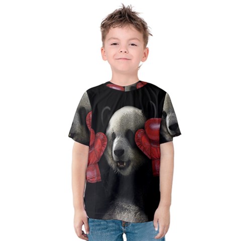 Boxing Panda  Kids  Cotton Tee by Valentinaart