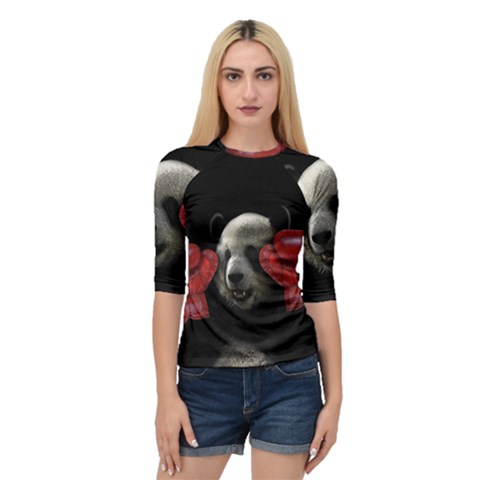 Boxing Panda  Quarter Sleeve Tee by Valentinaart