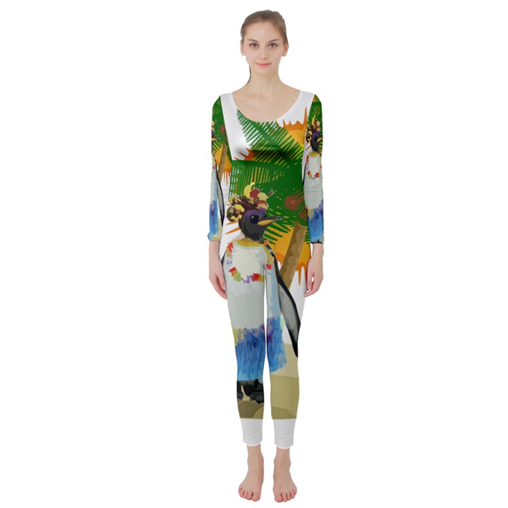 Tropical penguin Long Sleeve Catsuit