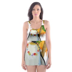 Tropical Penguin Skater Dress Swimsuit