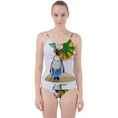 Tropical Penguin Cut Out Top Tankini Set