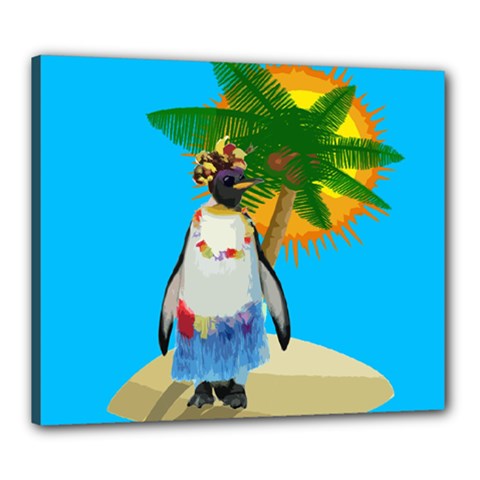 Tropical Penguin Canvas 24  X 20  by Valentinaart