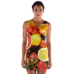 Fruits Pattern Wrap Front Bodycon Dress by Valentinaart